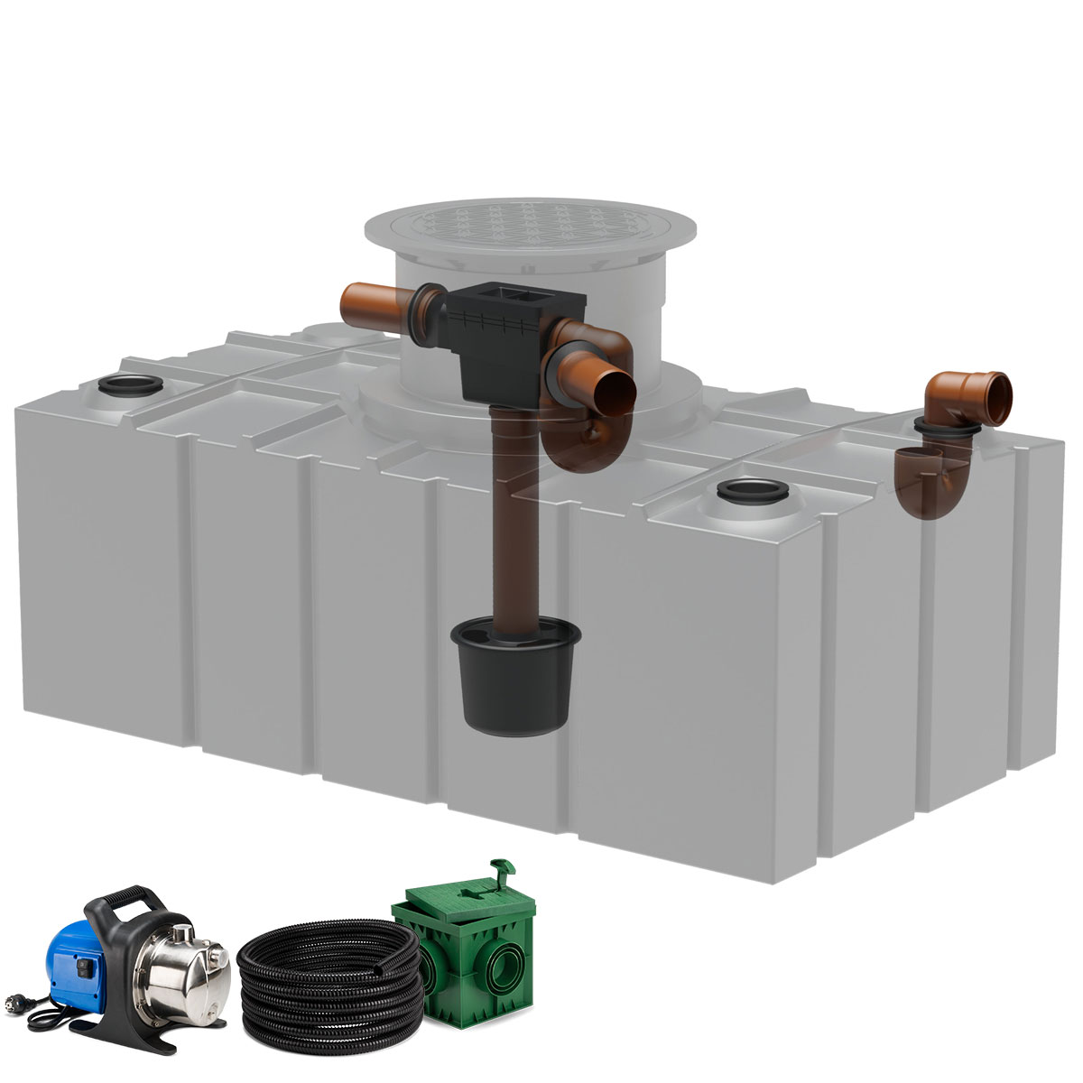 Flachtank AQa.Line 5000 Liter - Teleskopdom Pkw-befahrbar - Gartenfilterset