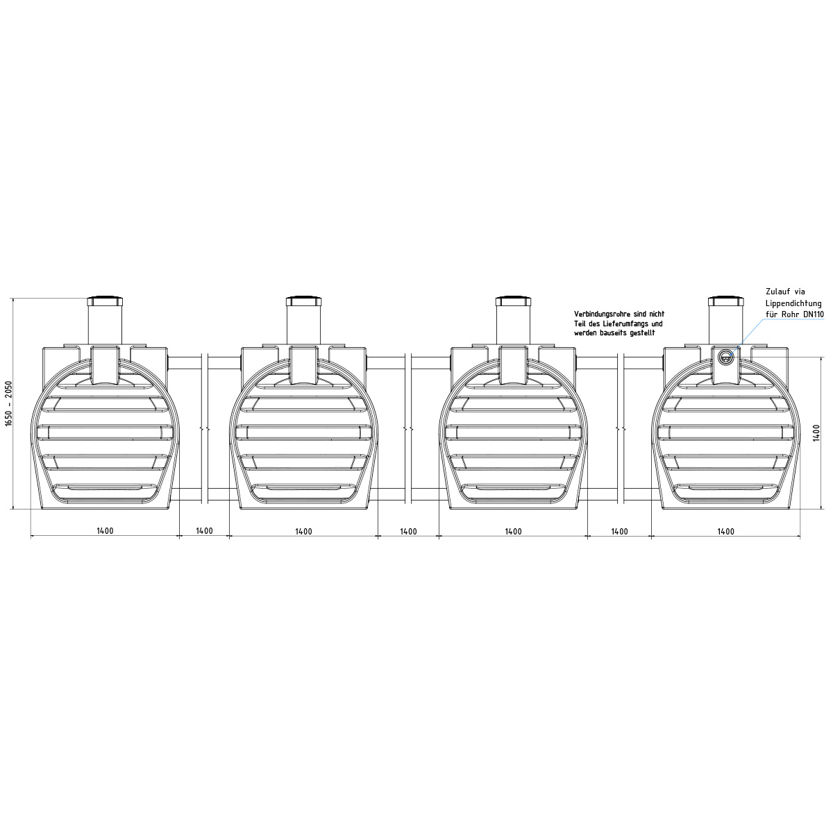 Abwassersystem AQa.Line 12000 Liter (mit DIBt-Zulassung) – grundwasserstabil