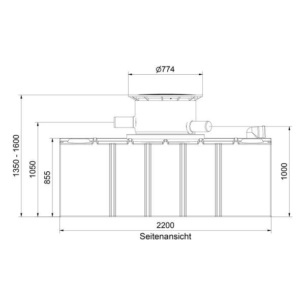 Flachtank AQa.Line 5000 Liter - Teleskopdom Pkw-befahrbar - Gartenfilterset