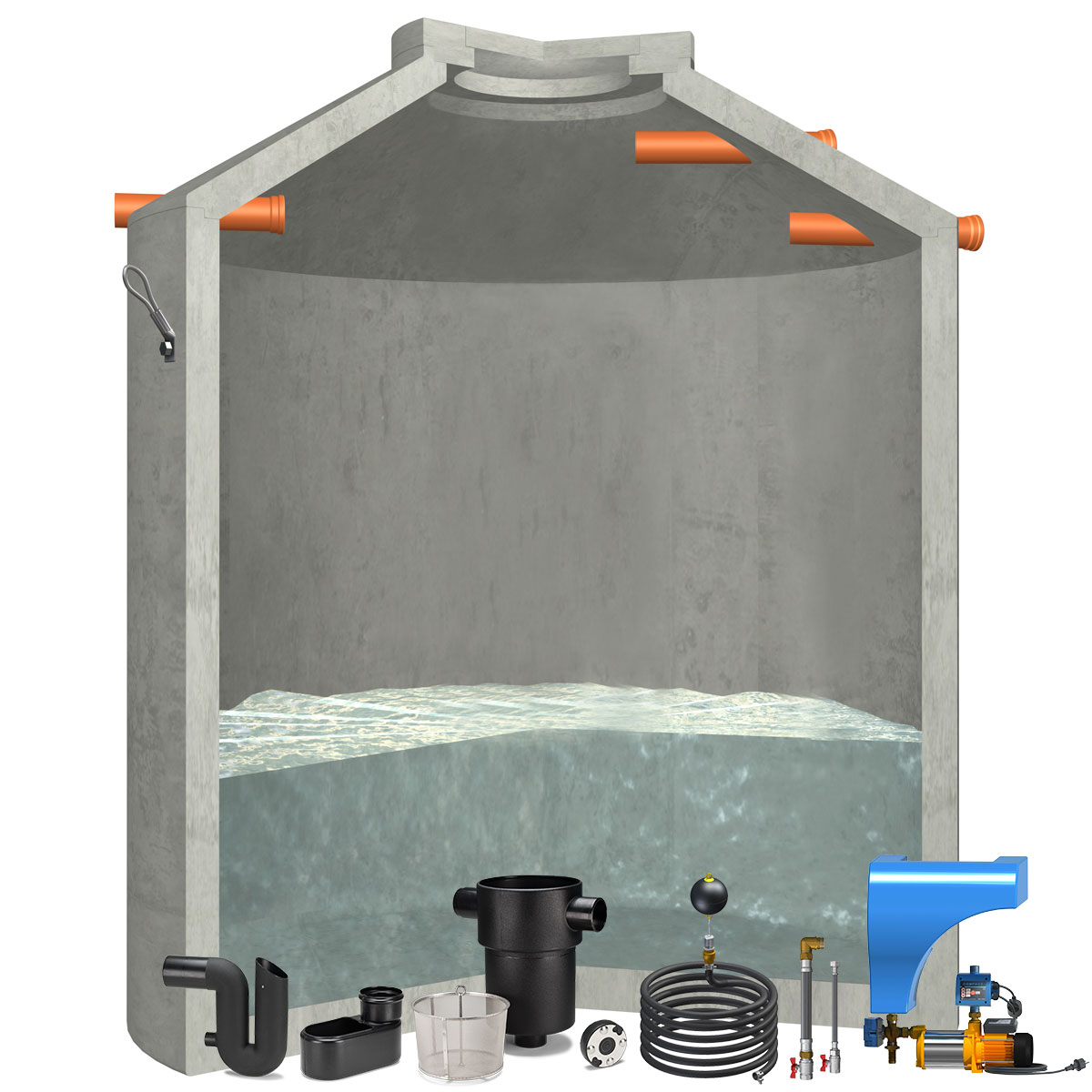 Regenwasseranlage Hydrophant 9200 Liter Haus