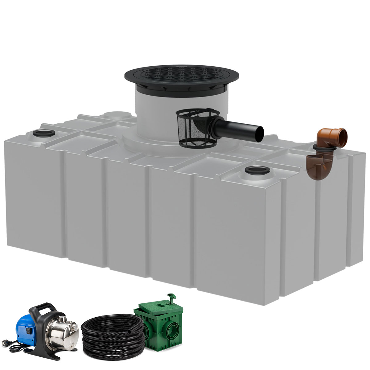 Flachtank AQa.Line 5000 Liter - Teleskopdom Pkw-befahrbar - Gartenfilterset