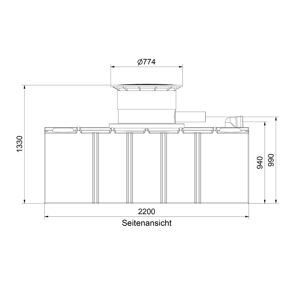 Flachtank AQa.Line 5000 Liter - Teleskopdom Pkw-befahrbar - Gartenfilterset