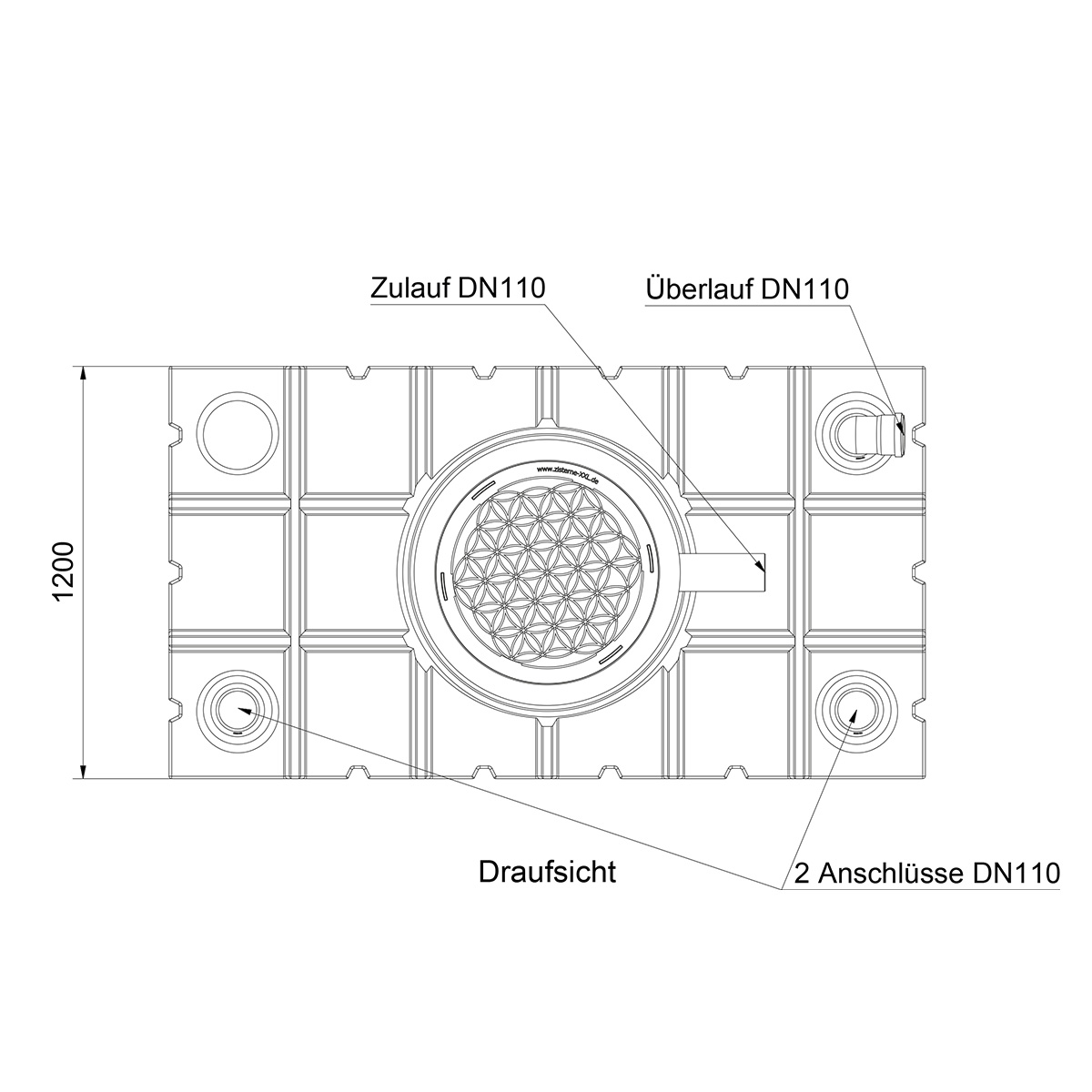Flachtank AQa.Line 5000 Liter - Teleskopdom Pkw-befahrbar - Gartenfilterset