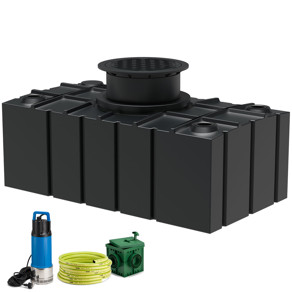 Flachtank AQa.Line 5000 Liter - Teleskopdom Pkw-befahrbar - Gartenfilterset