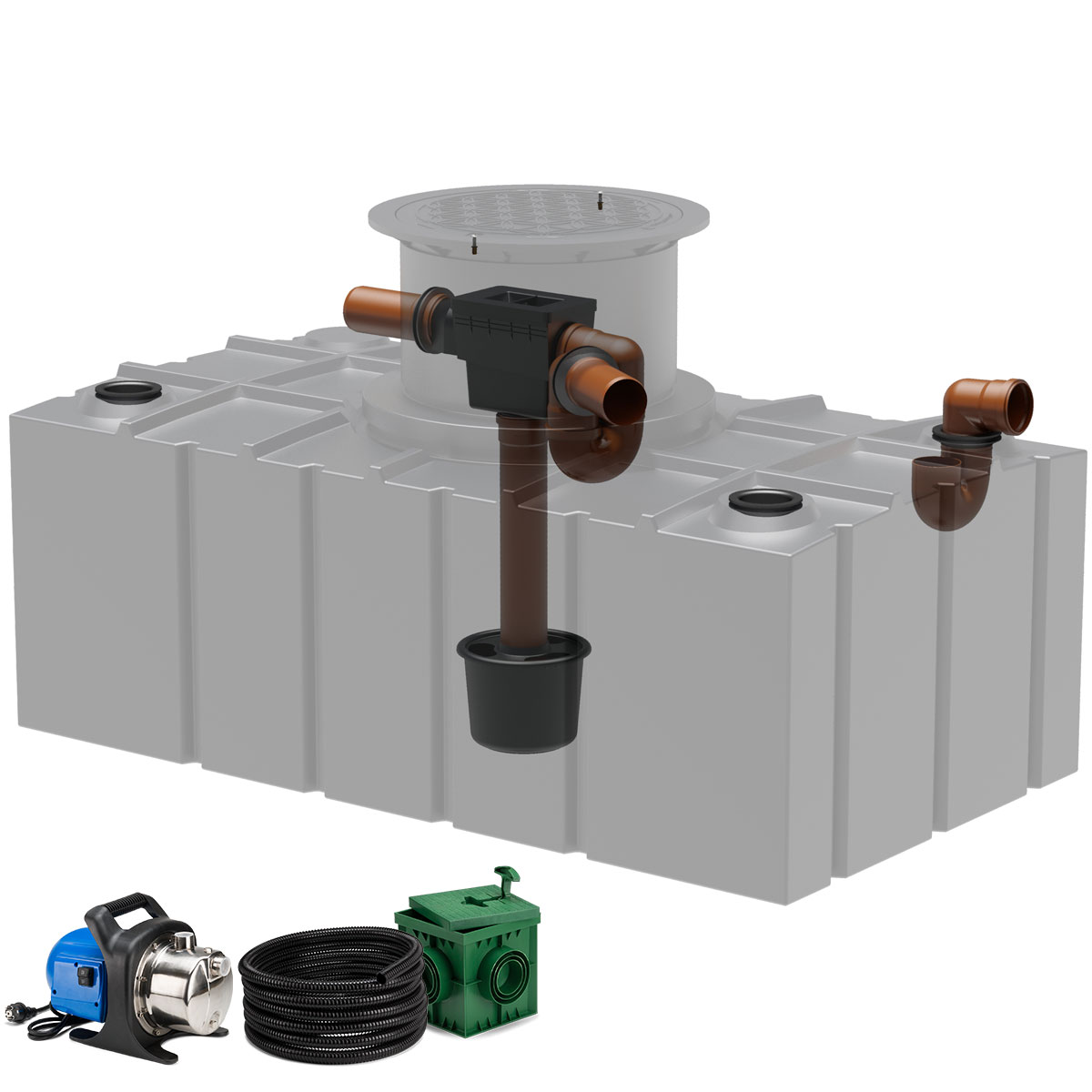 Flachtank AQa.Line 5000 Liter - Teleskopdom Pkw-befahrbar - Gartenfilterset