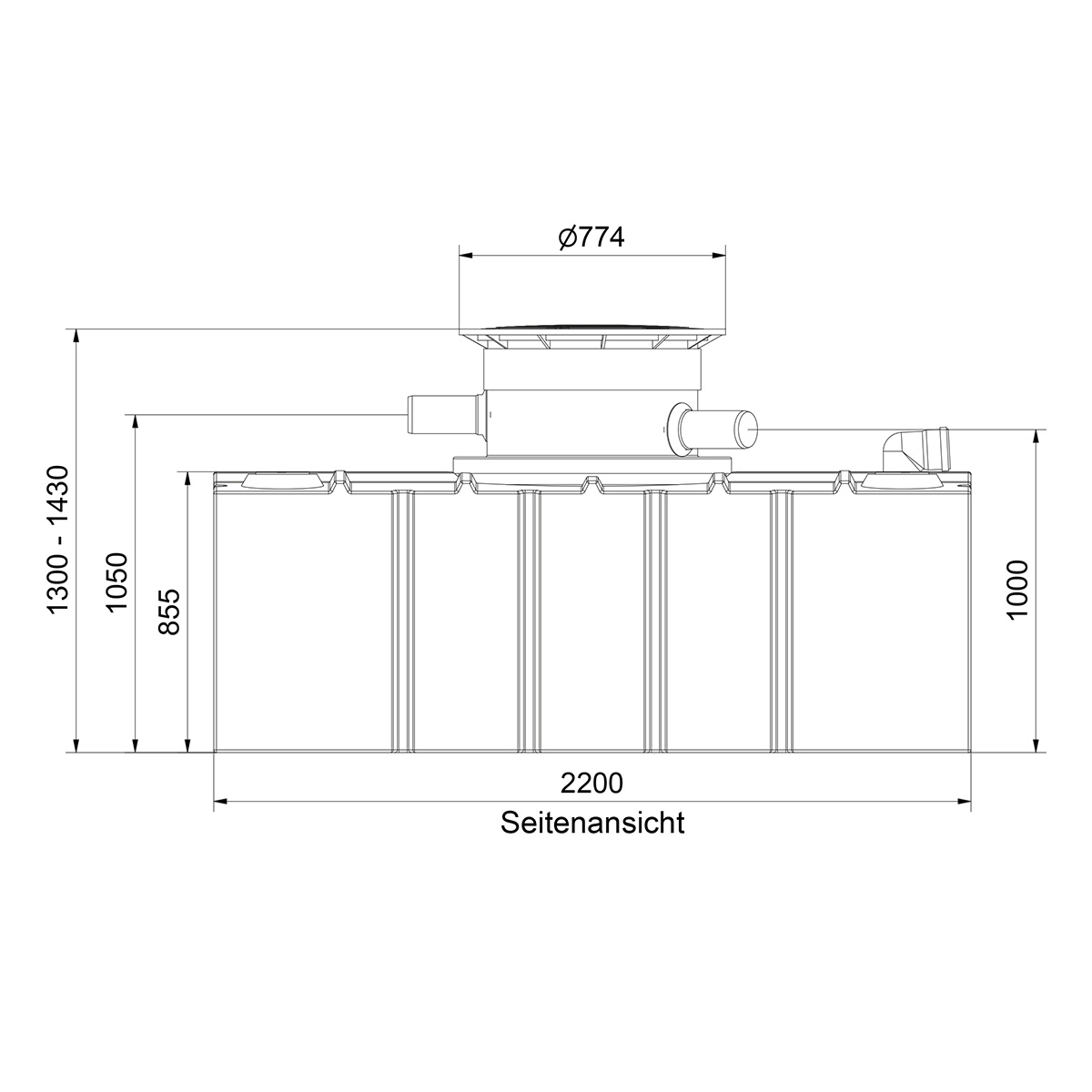 Flachtank AQa.Line 5000 Liter - Teleskopdom Pkw-befahrbar - Gartenfilterset