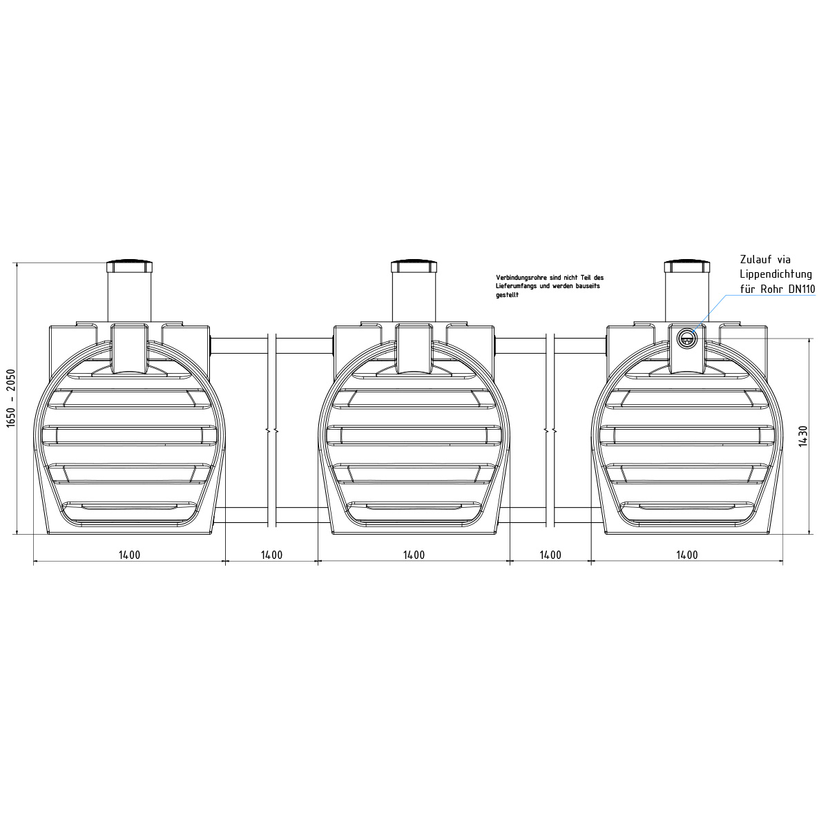 Abwassersystem AQa.Line 9000 Liter (mit DIBt-Zulassung) – grundwasserstabil