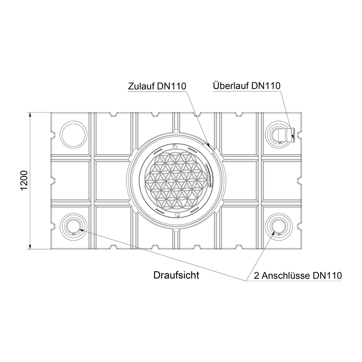 Flachtank AQa.Line 5000 Liter - Teleskopdom Pkw-befahrbar - Gartenfilterset