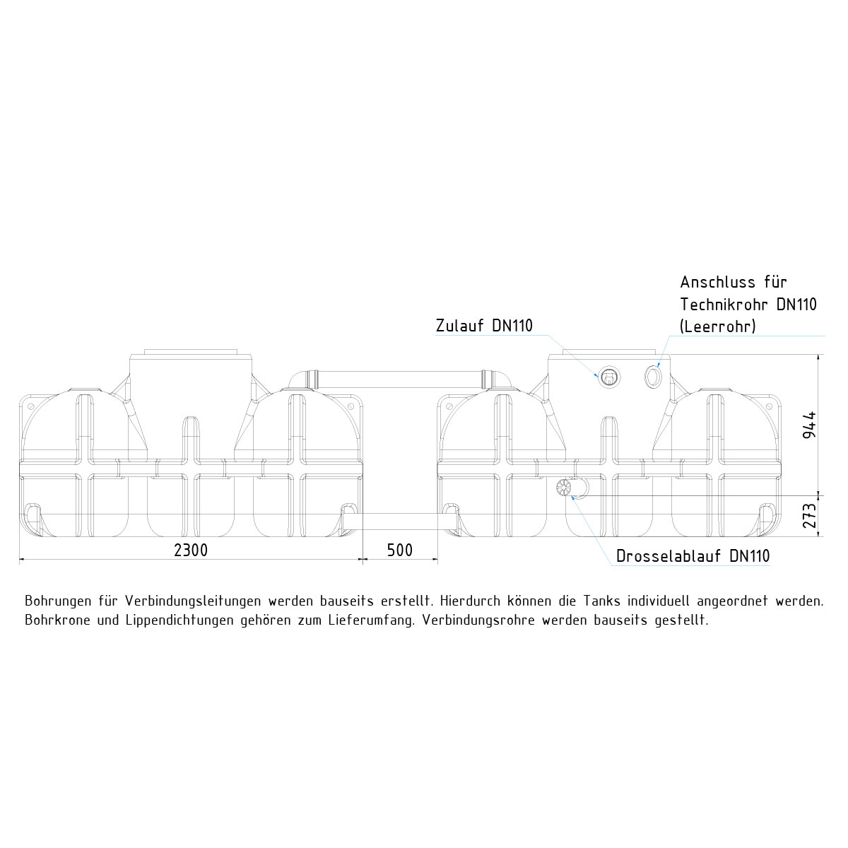 Retentions-Flachtank Pluvo plus 10000 Liter