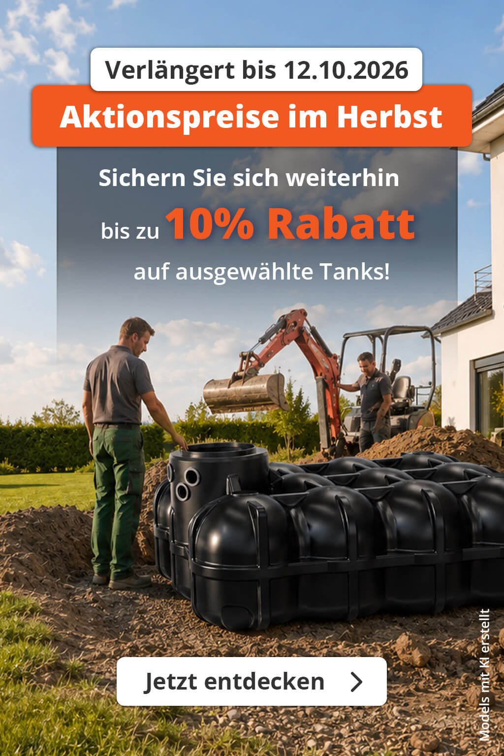 10 % Rabatt auf ausgewählte Zisternen und Regenwassertanks