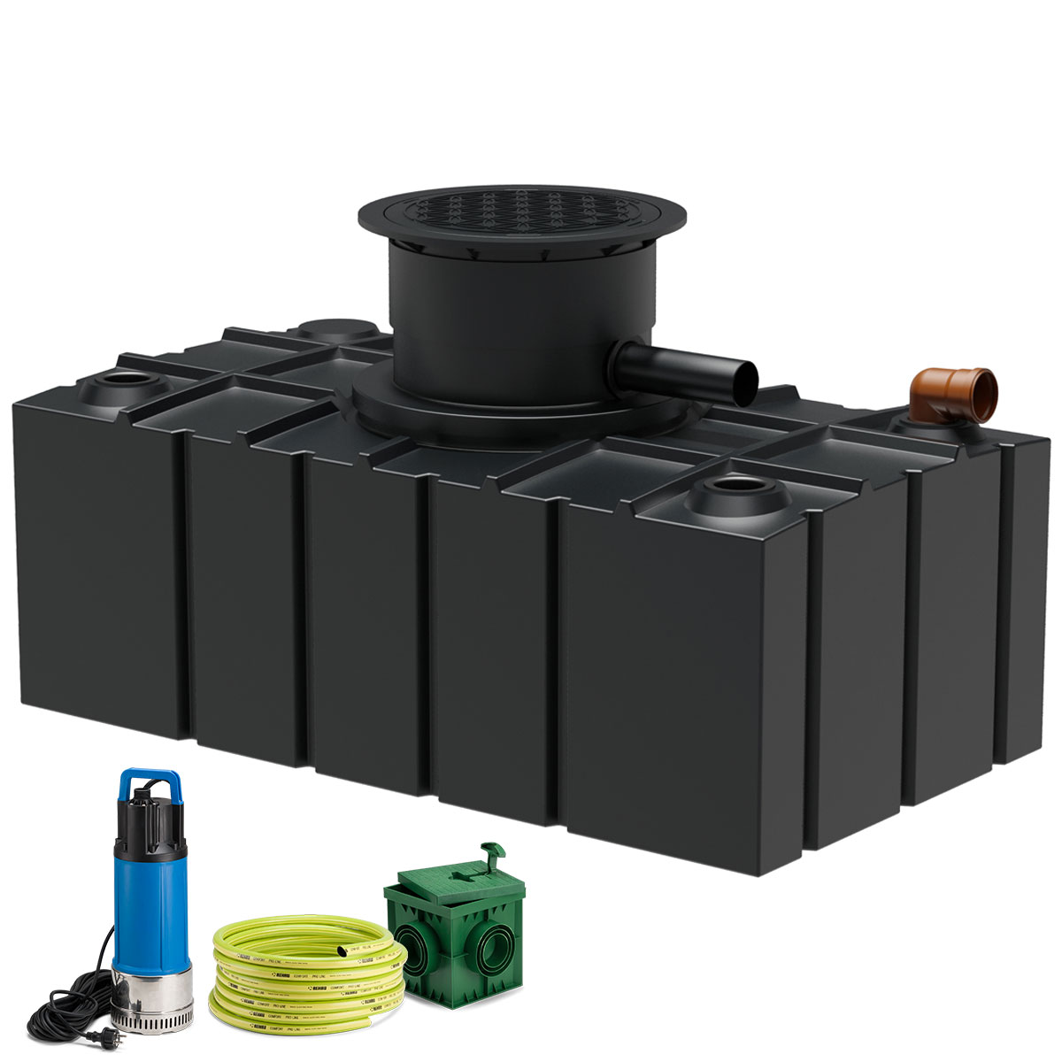 Flachtank AQa.Line 5000 Liter - Teleskopdom Pkw-befahrbar - Gartenfilterset