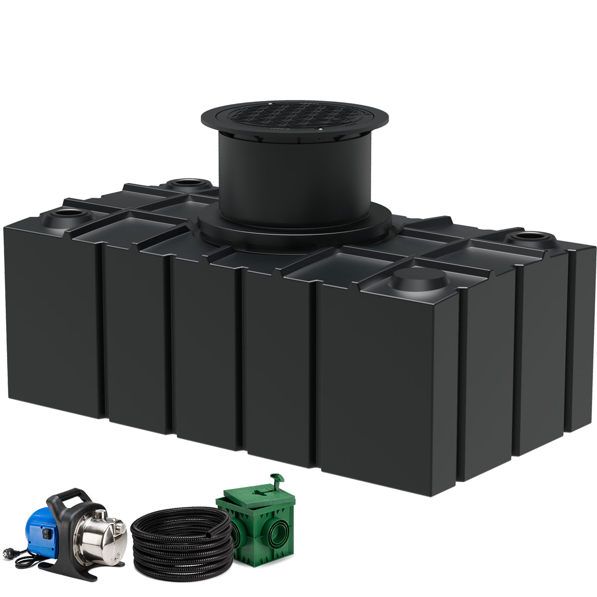 Flachtank AQa.Line 5000 Liter - Teleskopdom Pkw-befahrbar - Gartenfilterset