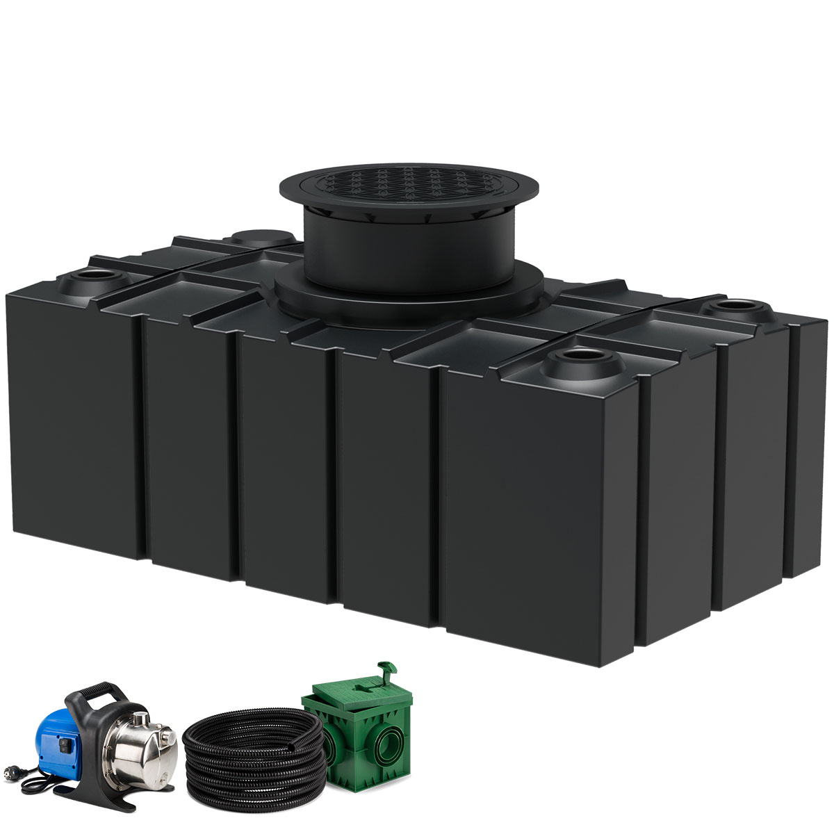 Flachtank AQa.Line 5000 Liter - Teleskopdom Pkw-befahrbar - Gartenfilterset