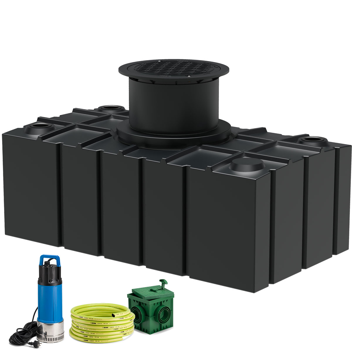 Flachtank AQa.Line 5000 Liter - Teleskopdom Pkw-befahrbar - Gartenfilterset
