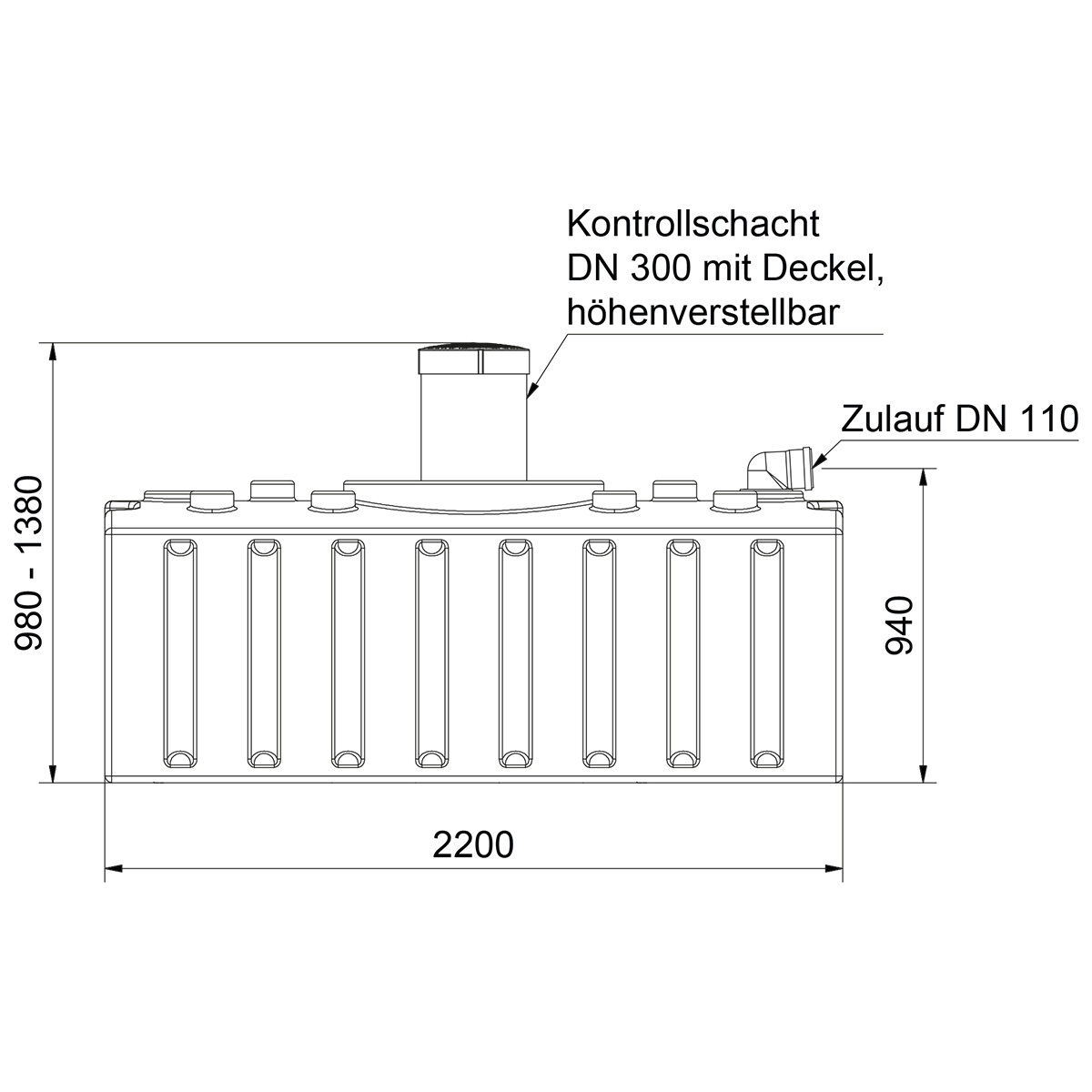 Abwasserflachtank AQa.Line 2000 Liter