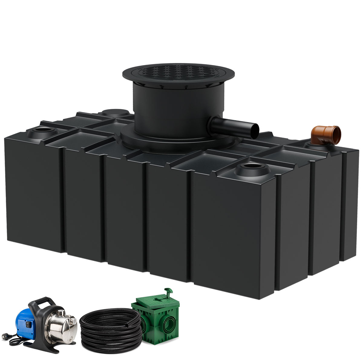 Flachtank AQa.Line 5000 Liter - Teleskopdom Pkw-befahrbar - Gartenfilterset