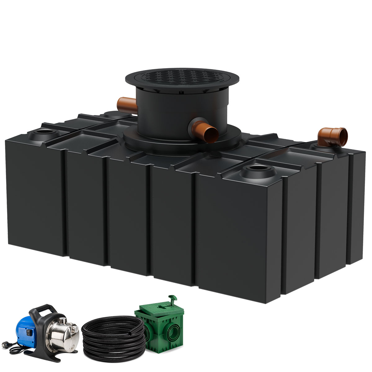 Flachtank AQa.Line 5000 Liter - Teleskopdom Pkw-befahrbar - Gartenfilterset