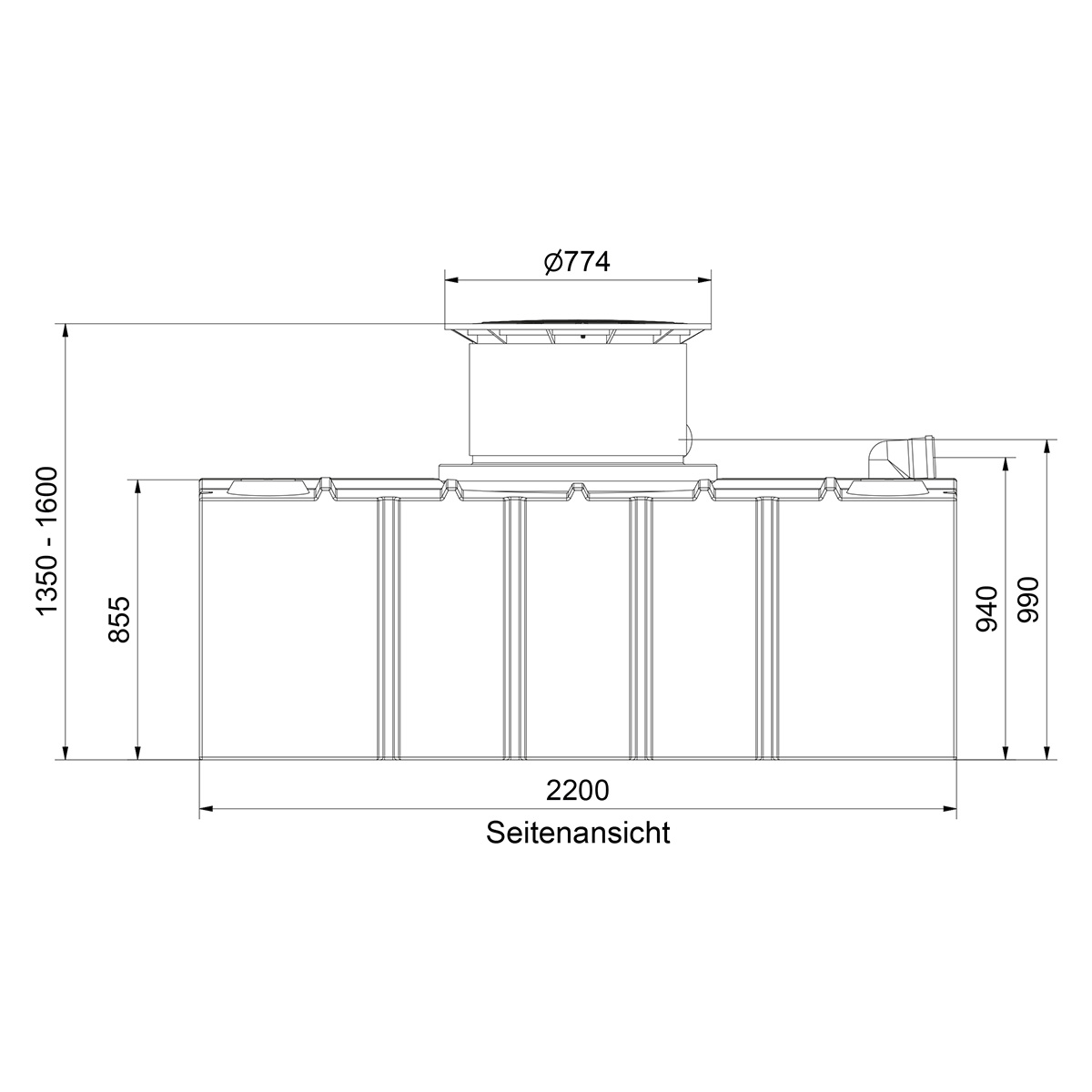 Flachtank AQa.Line 5000 Liter - Teleskopdom Pkw-befahrbar - Gartenfilterset