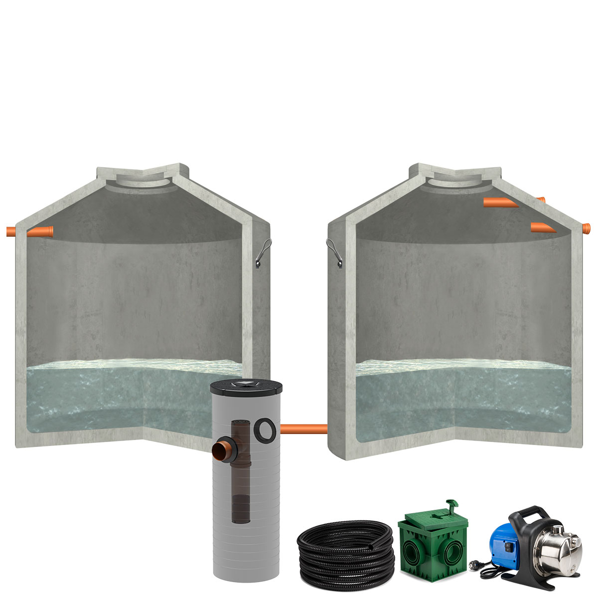 Regenwasseranlage Hydrophant 16000 L Garten