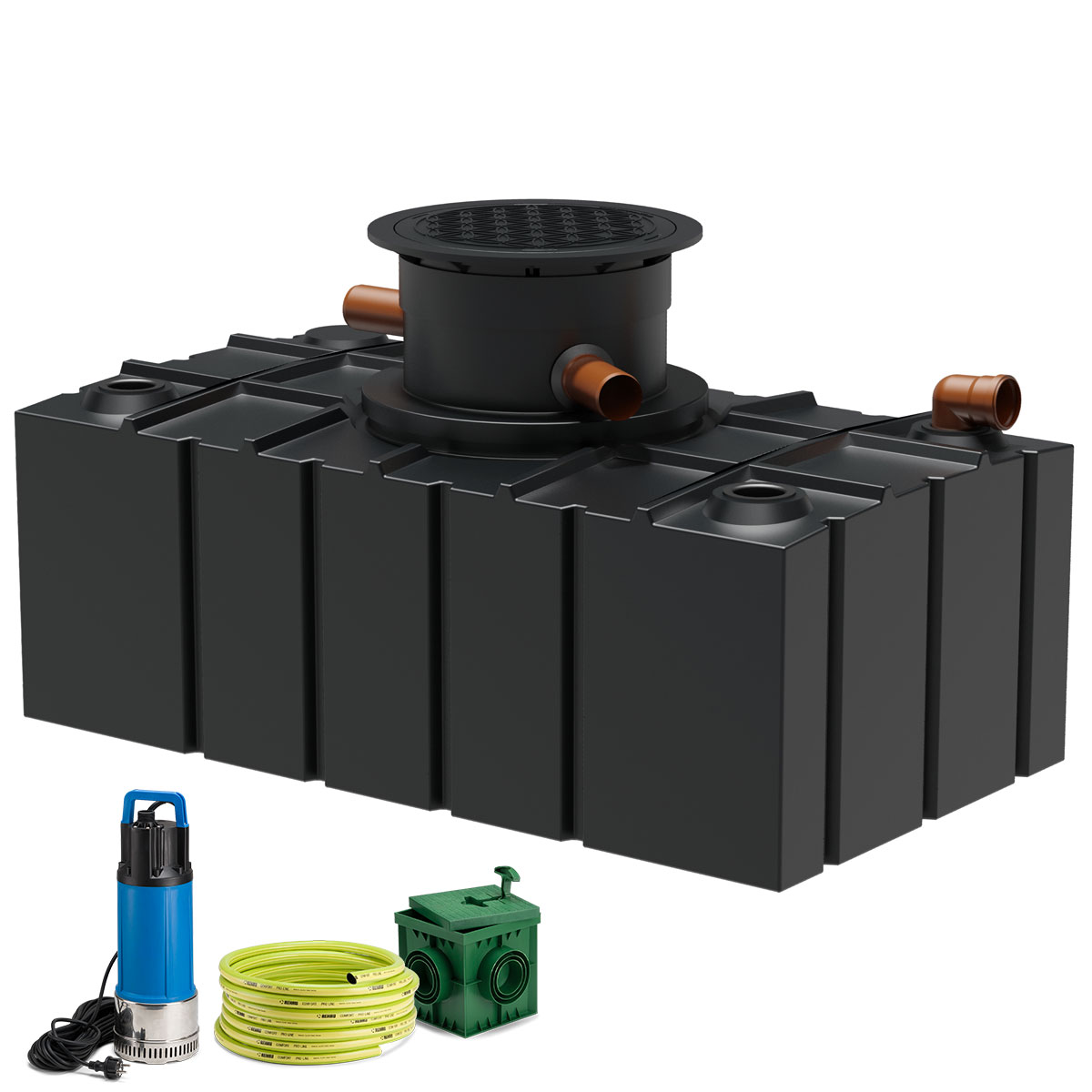 Flachtank AQa.Line 5000 Liter - Teleskopdom Pkw-befahrbar - Gartenfilterset