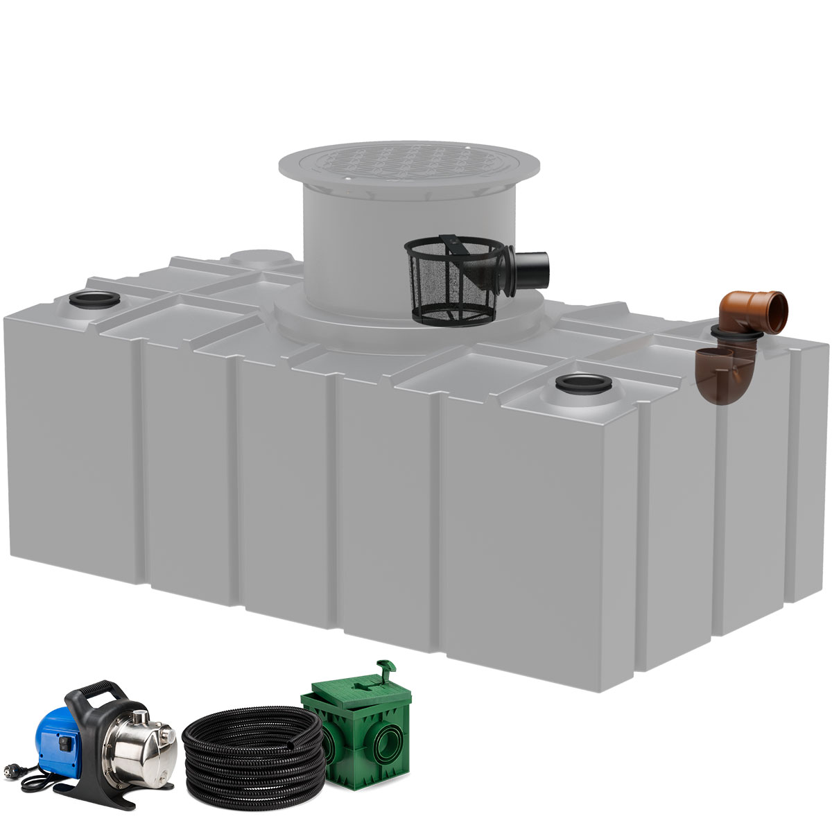 Flachtank AQa.Line 5000 Liter - Teleskopdom Pkw-befahrbar - Gartenfilterset