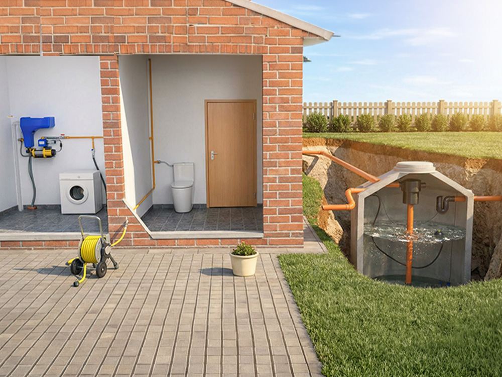 Regenwassernutzung für Waschmaschine, WC und Garten
